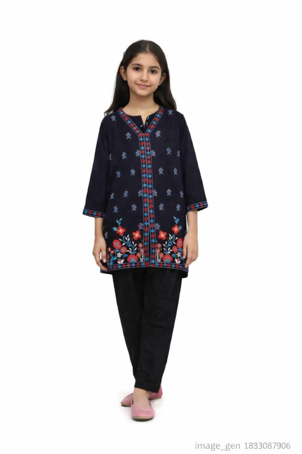 Blooming Flowers  Bundle Khaddar Suit - Black