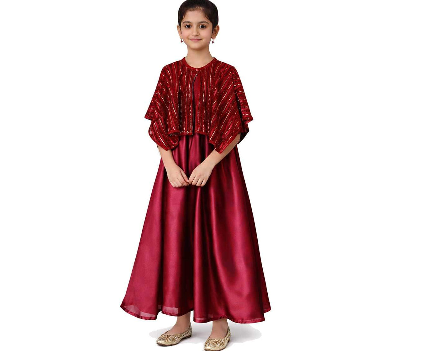 Fency Georgette Maxi with Moon Light Kaftan - Maroon