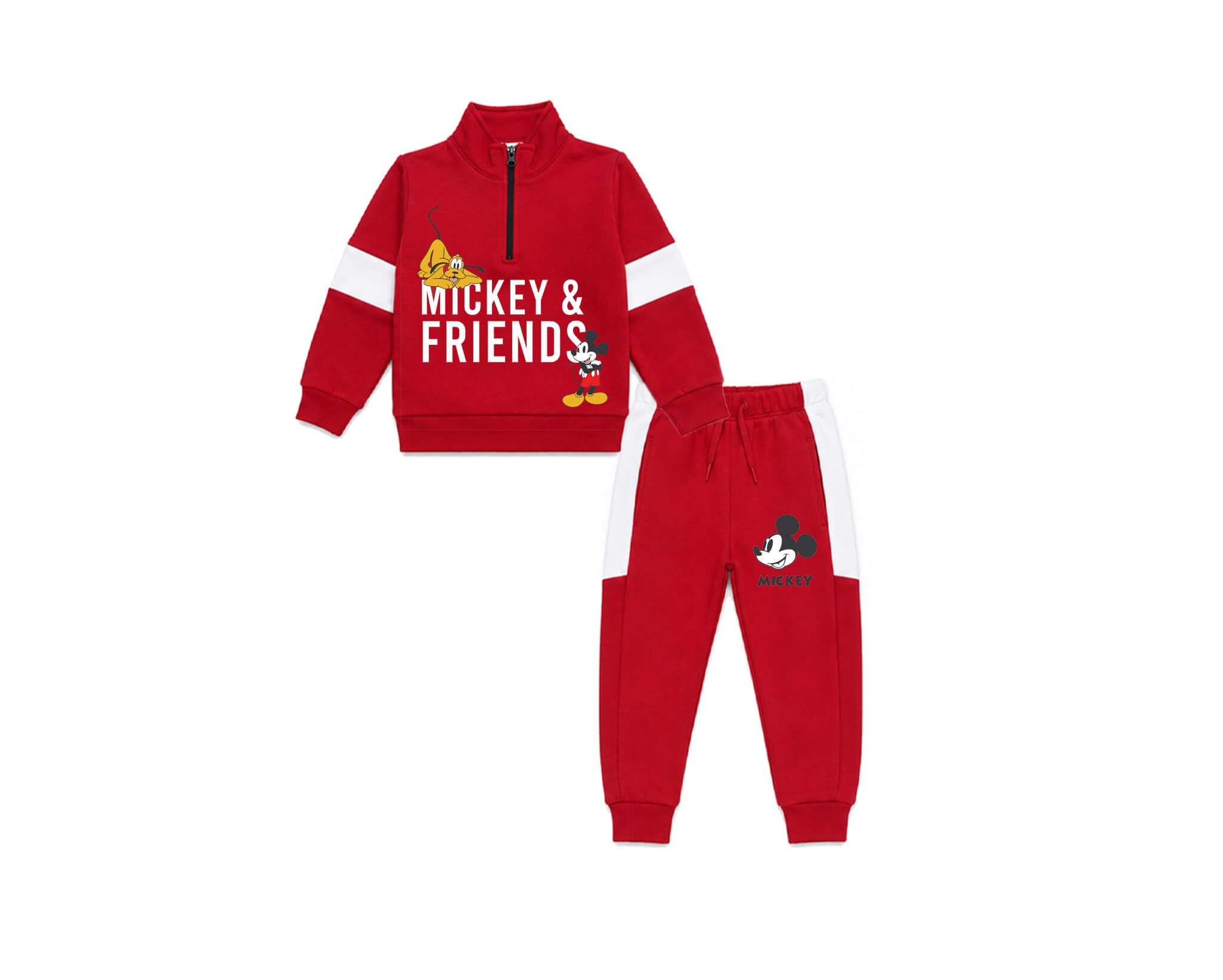 Boys Mock neck Fleece Tracksuit - Red