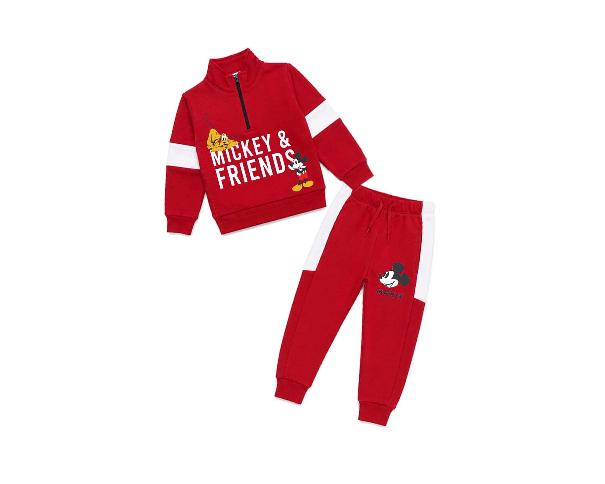 Boys Mock neck Fleece Tracksuit - Red