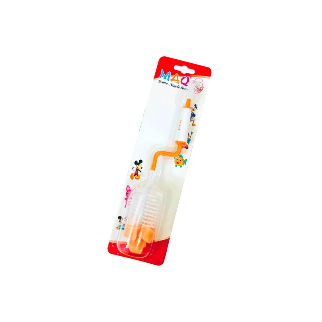 2 in 1 Baby Milk Bottle & Nipple Brushes Multipurpose Bottle Cleaning Brush -Orange