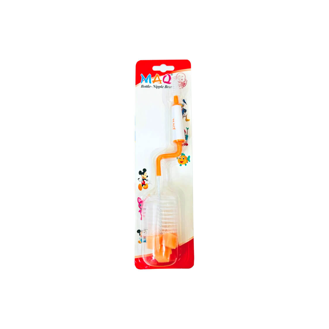 2 in 1 Baby Milk Bottle & Nipple Brushes Multipurpose Bottle Cleaning Brush -Orange