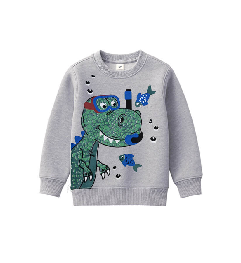 Diver Dino Fleece Sweatshirt - Gray
