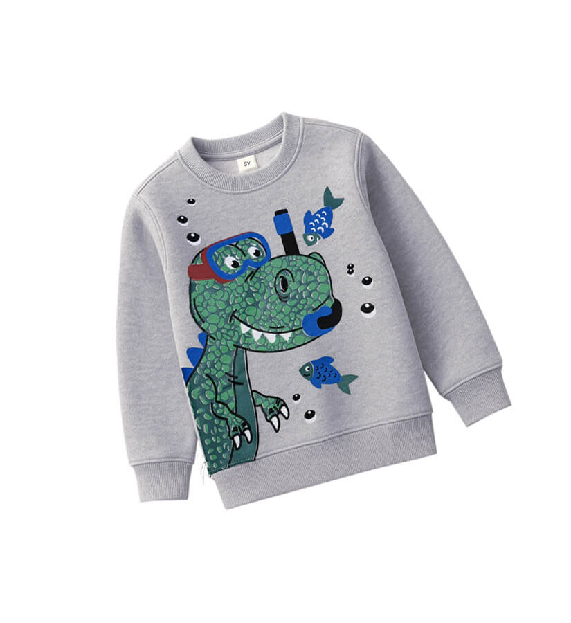 Diver Dino Fleece Sweatshirt - Gray