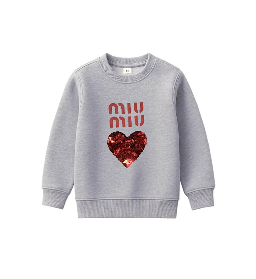 MIU Swquin Red Heart Fleece Sweatshirt – Grey
