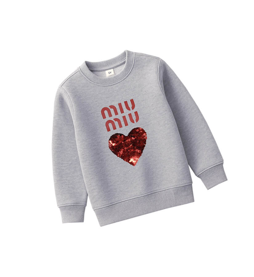 MIU Swquin Red Heart Fleece Sweatshirt – Grey