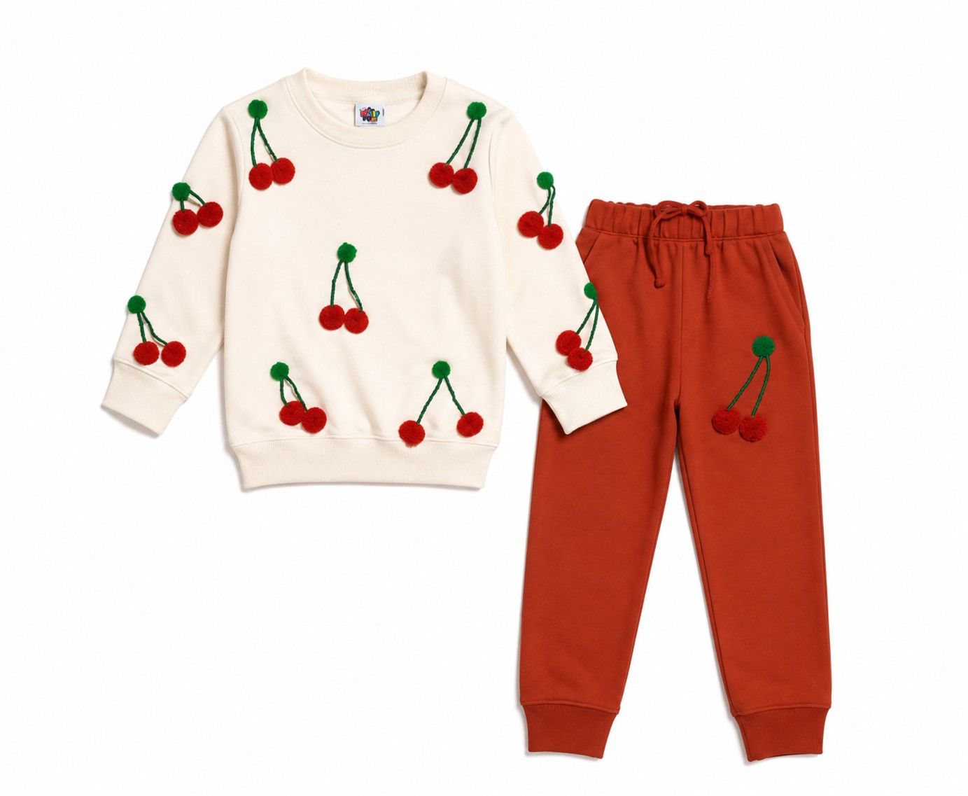3D Cherries Fleece Tracksuit - Skin & Rust