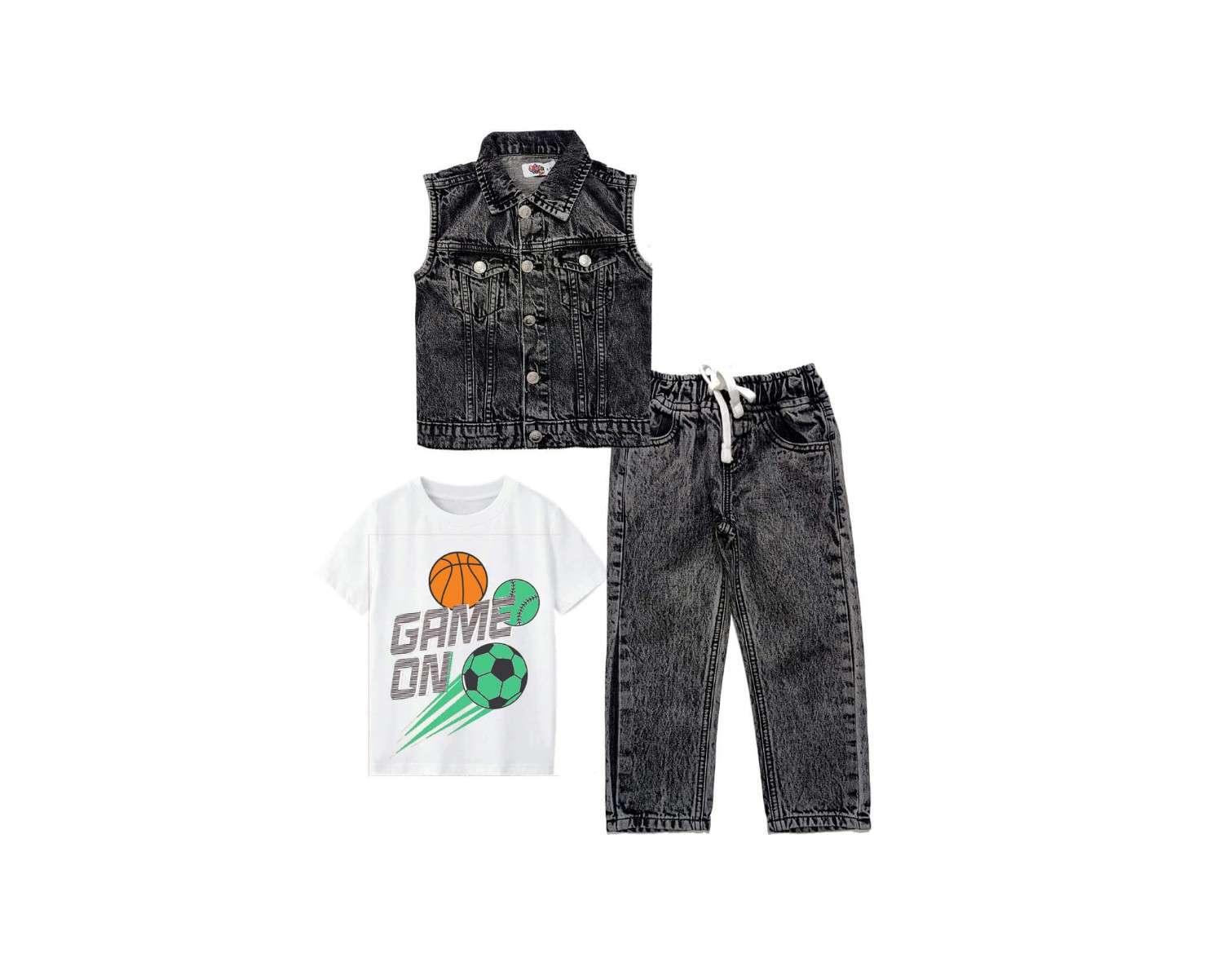 3 Piece Game On Boys Suit Ripping Style - Charcoal