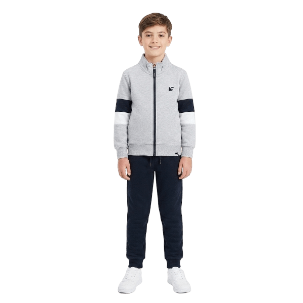 LC Logo Mock Neck Fleece Zipper Tracksuit - Grey & Black
