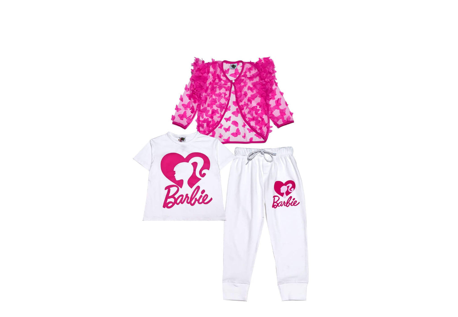 3pcs-Barbie-Tee-3D-Net-Butterfly-Top-_-Trouser---Pink-_-White
