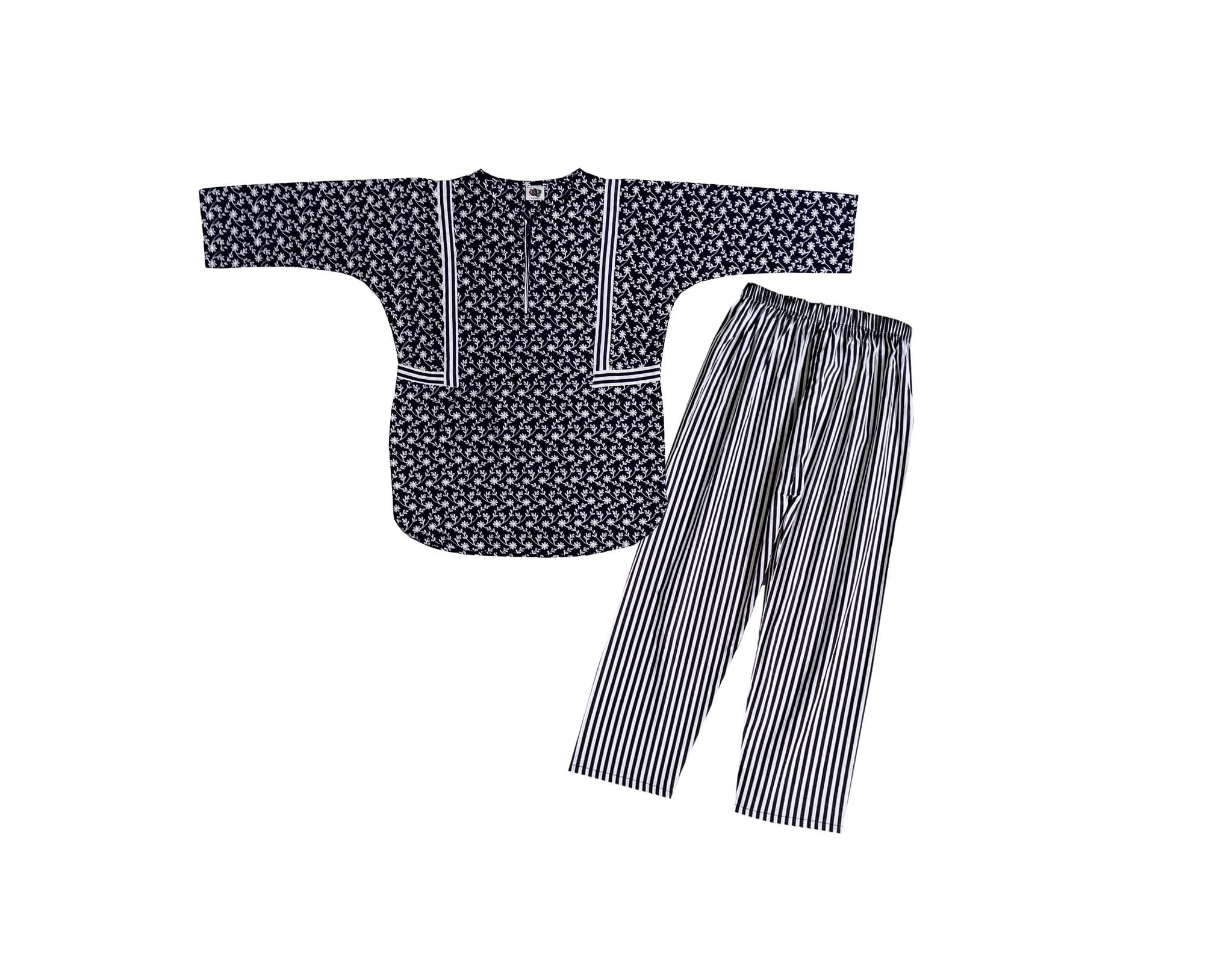 Girls Baggy Cotton Embroidered Kurta &amp; Trouser - Black