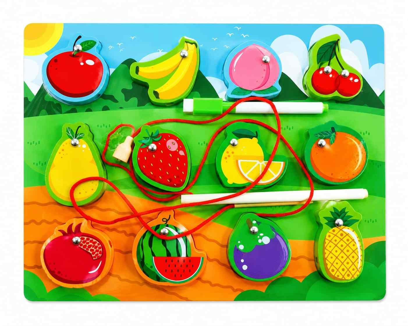 4 in 1 insect wooden board, threading, magnetic, sorting, white board-1