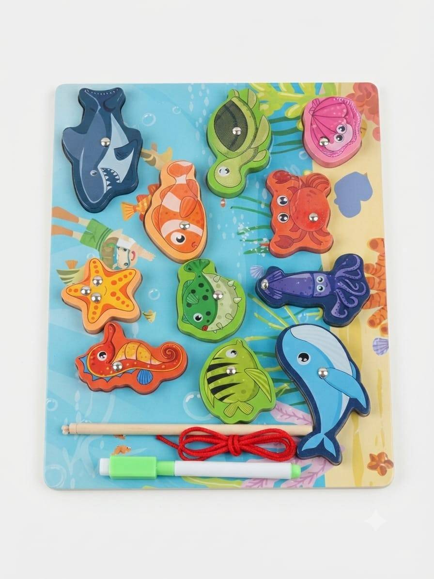 4 in 1 insect wooden board, threading, magnetic, sorting, white board-3