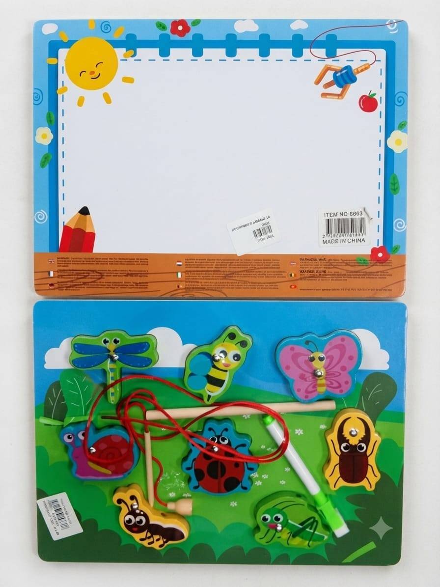 4 in 1 insect wooden board, threading, magnetic, sorting, white board
