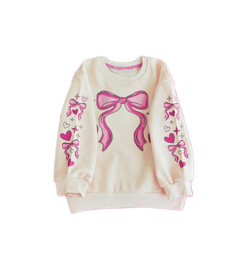 Pink Lovely Bow Bow Fleece Sweatshirt -Skin