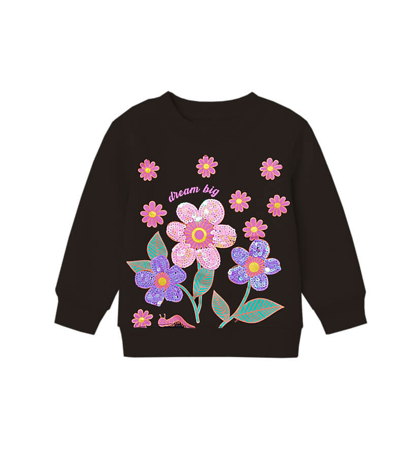 Dream Big Sunflowers Fleece Sweatshirt – Navy Blue