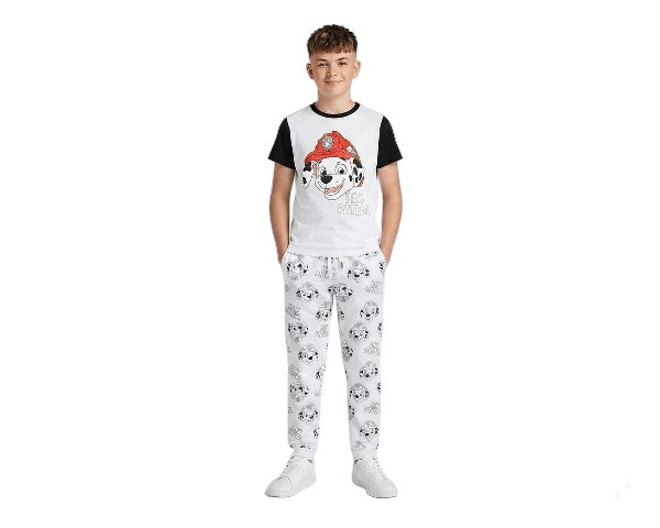 Paw Patrol Printed All Over Trouser &amp; Tee - White &amp; Black