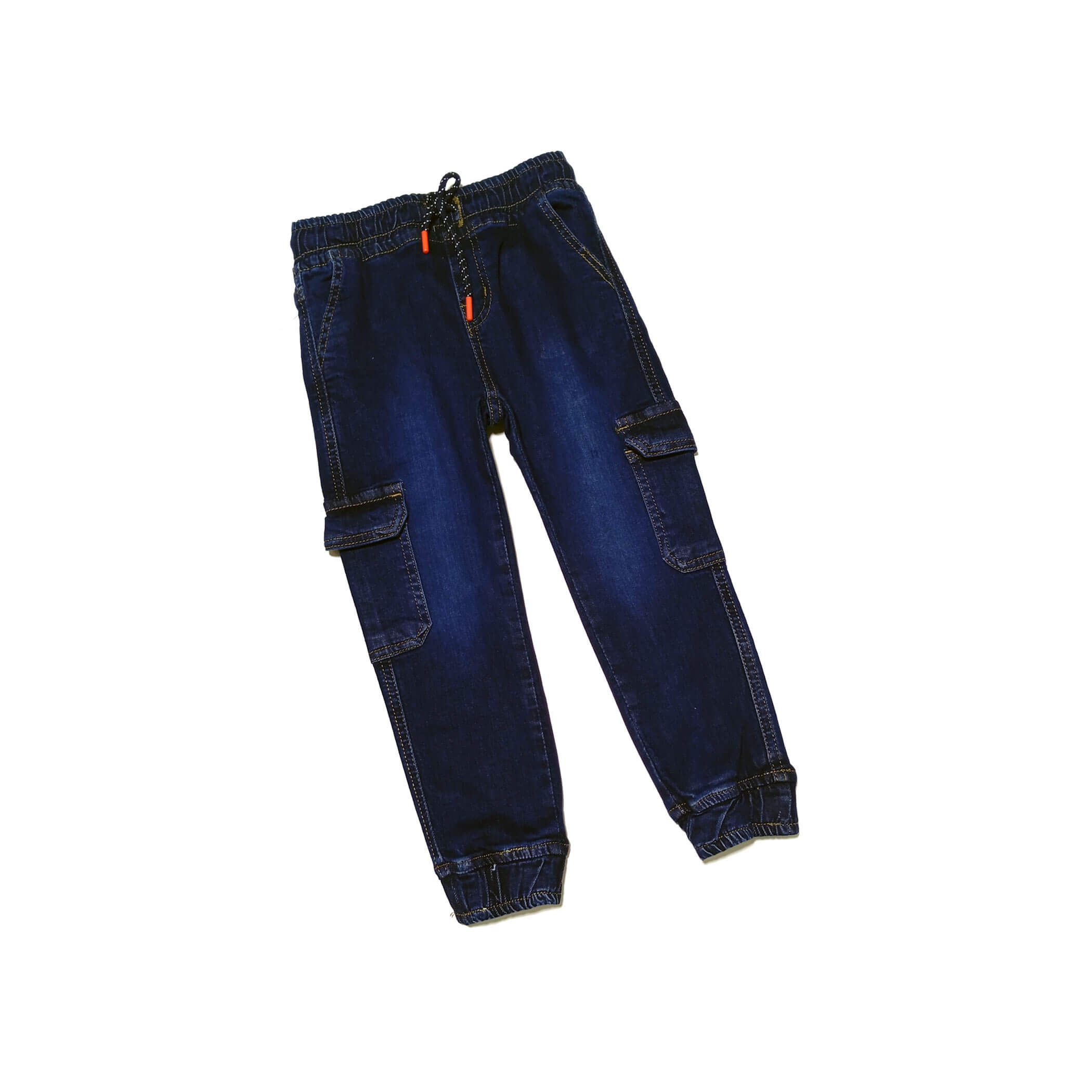 6 Pocket Smart Fit Cargo Denim Trouser - Dark Blue