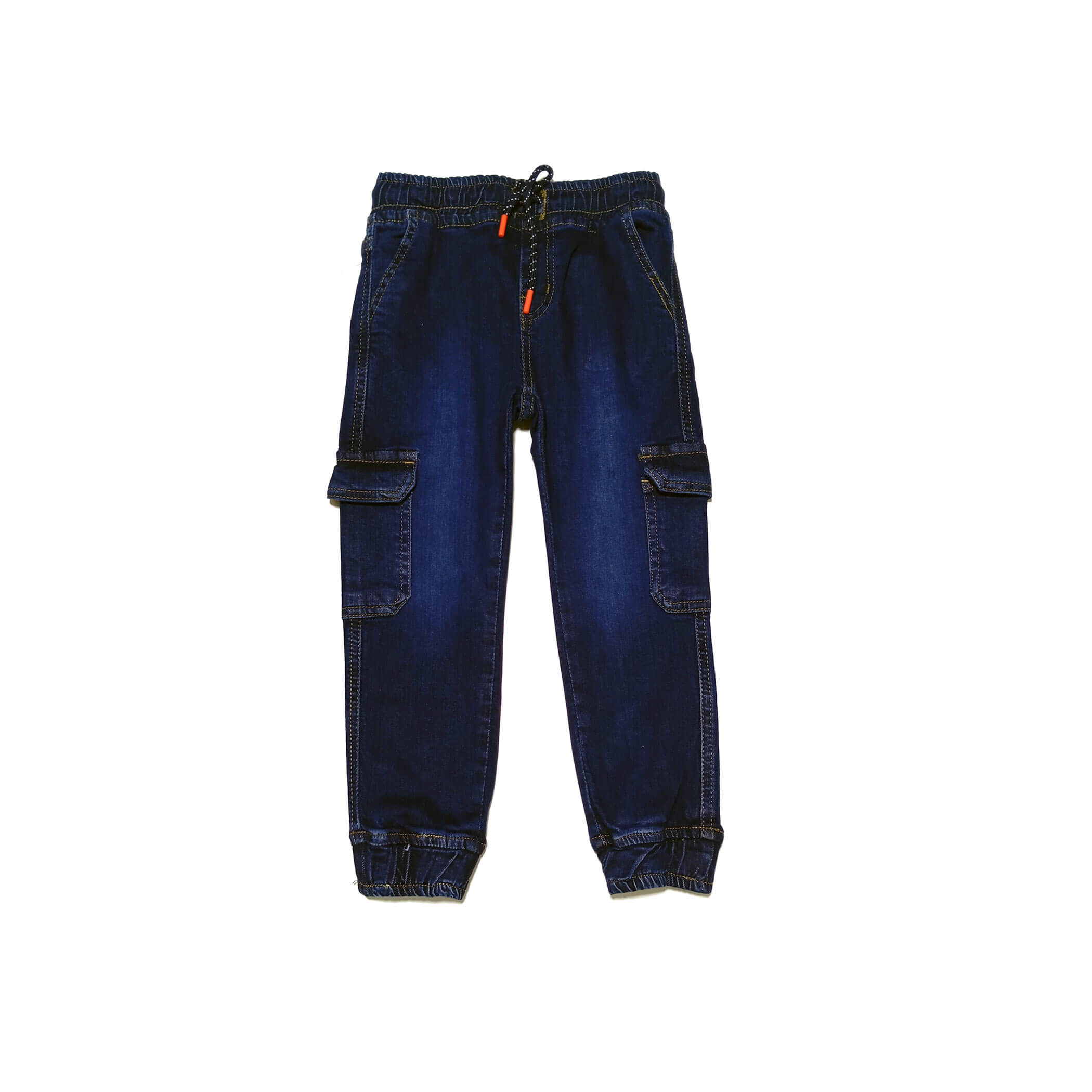 6 Pocket Smart Fit Cargo Denim Trouser - Dark Blue