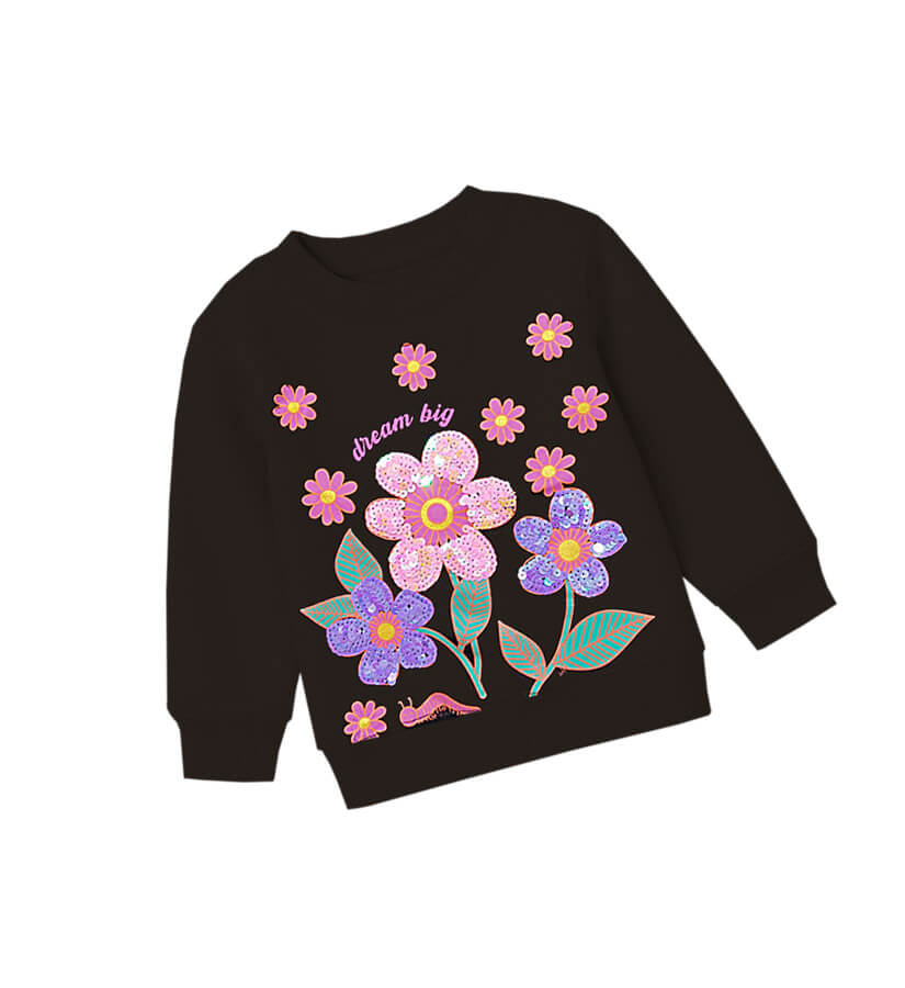Dream Big Sunflowers Fleece Sweatshirt – Navy Blue