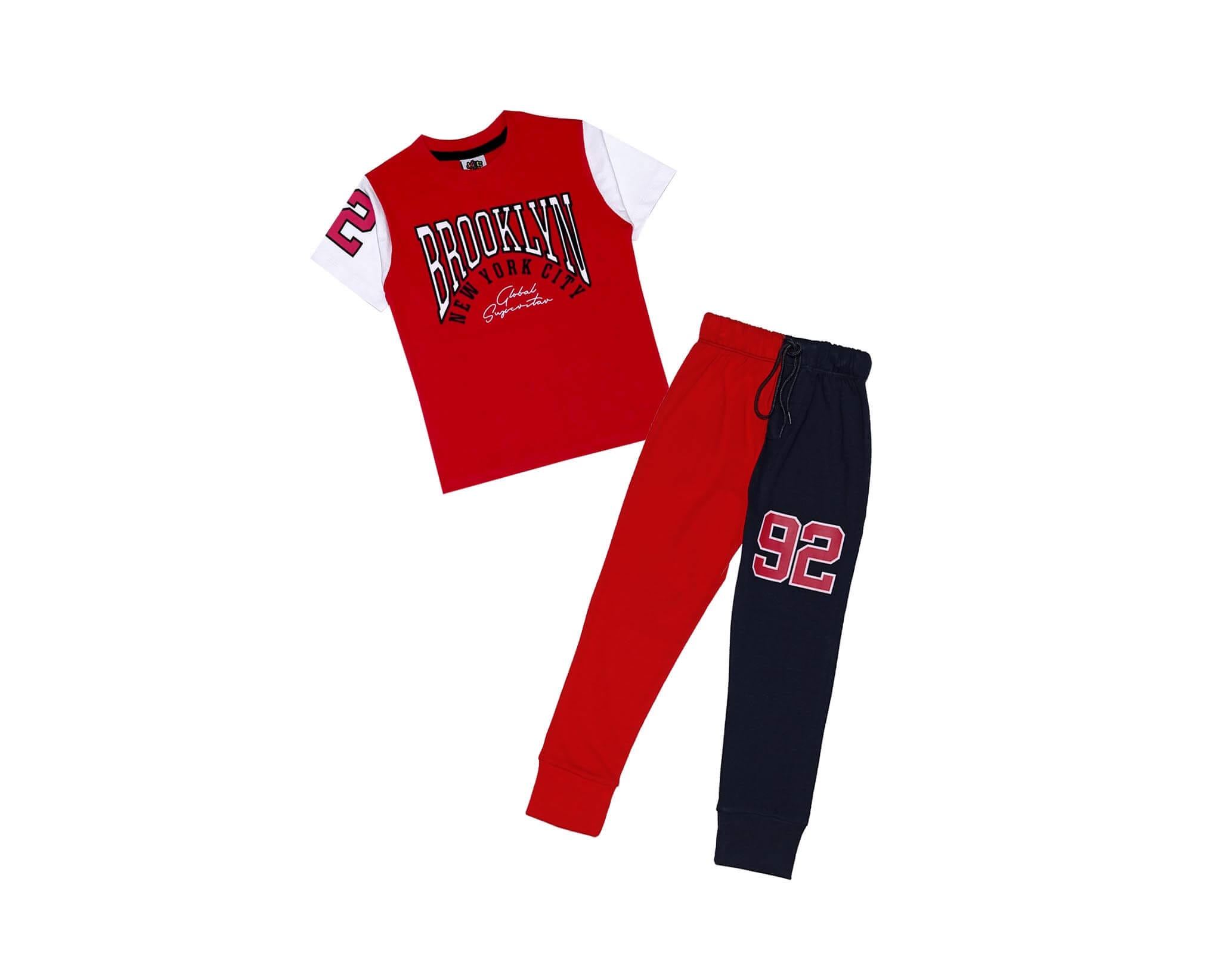 92 Sport Stylish Penal Tee &amp; Trouser - Red &amp; Black