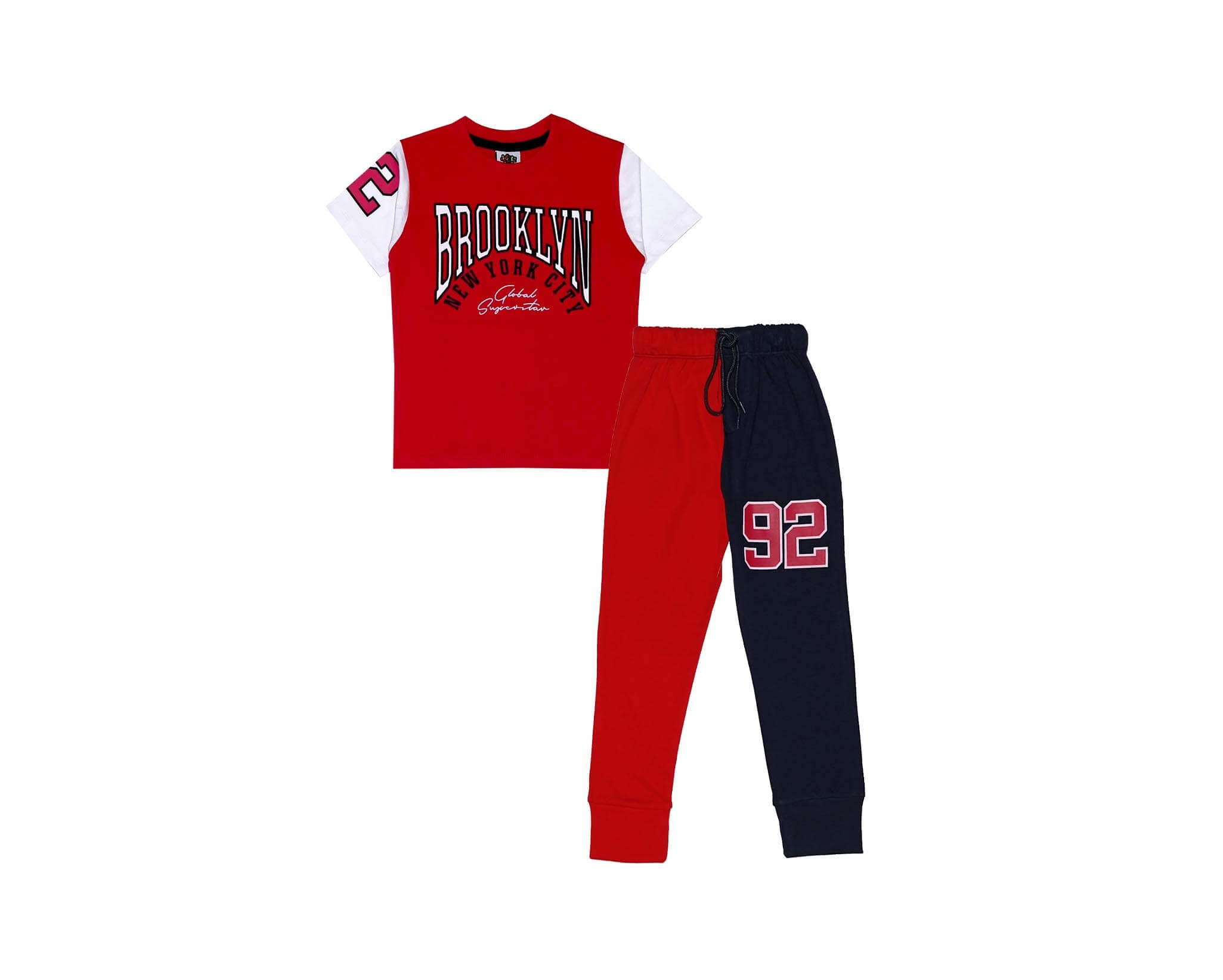 92 Sport Stylish Penal Tee &amp; Trouser - Red &amp; Black