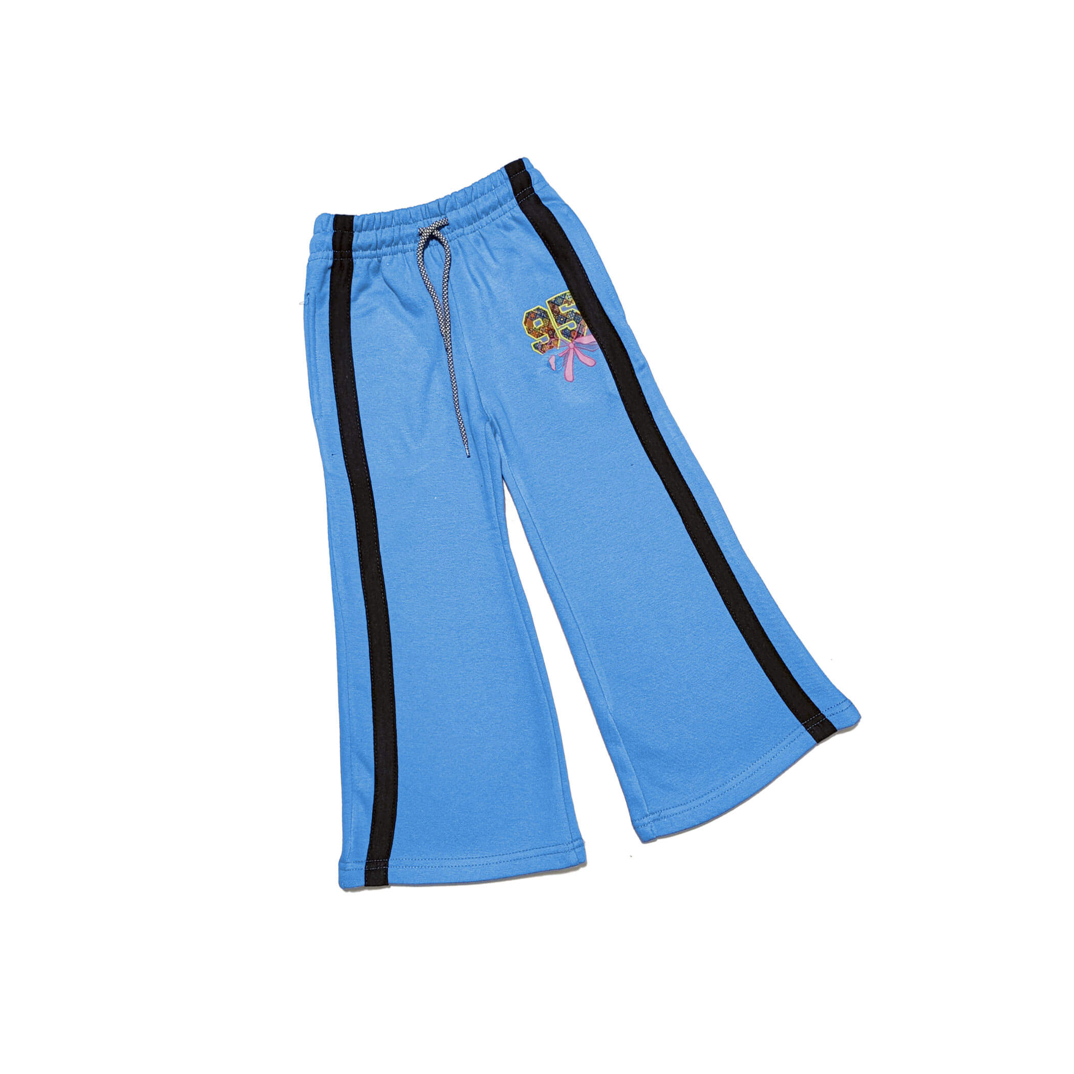 95 Black Stripes Flapper Fleece Trouser -Blue