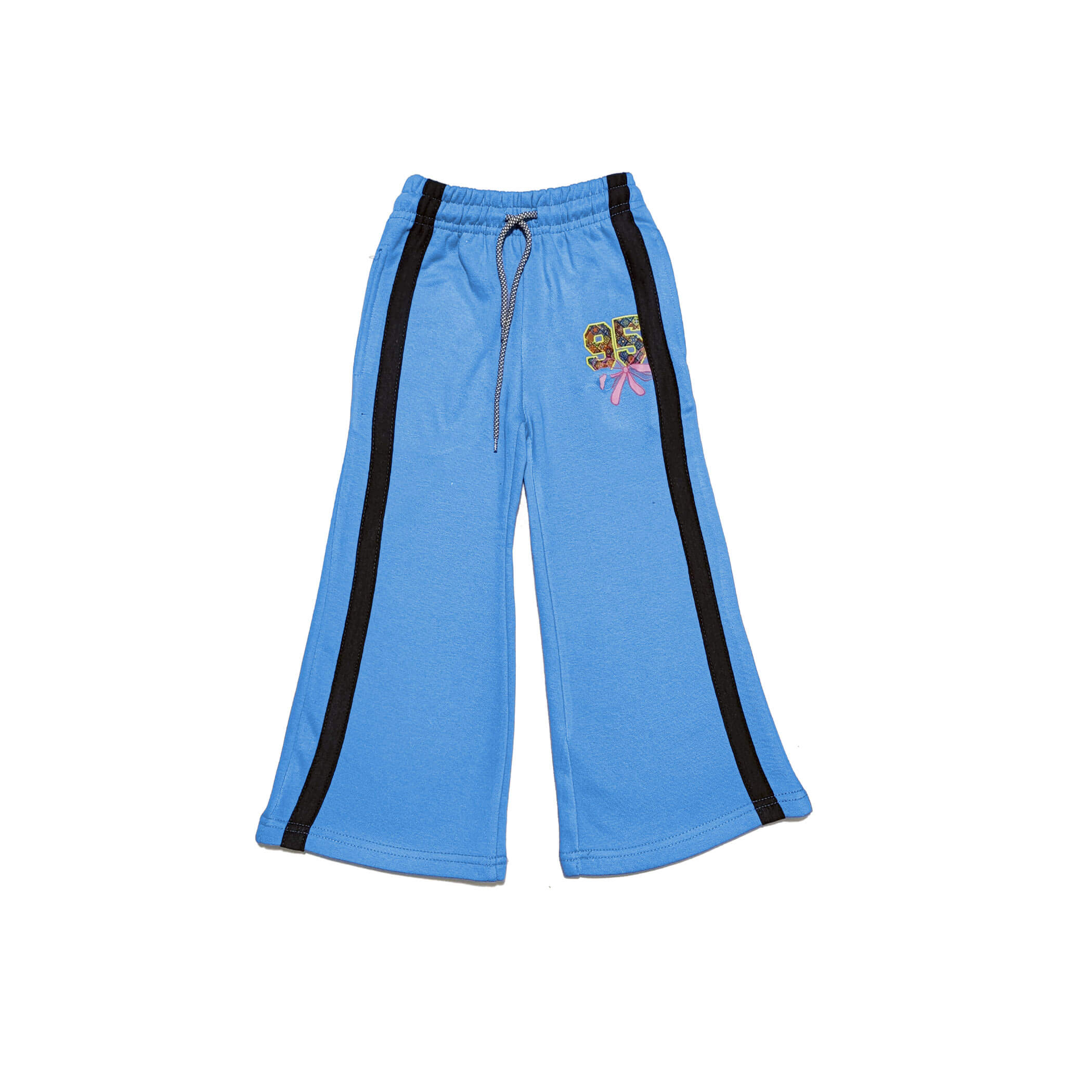 95 Black Stripes Flapper Fleece Trouser -Blue