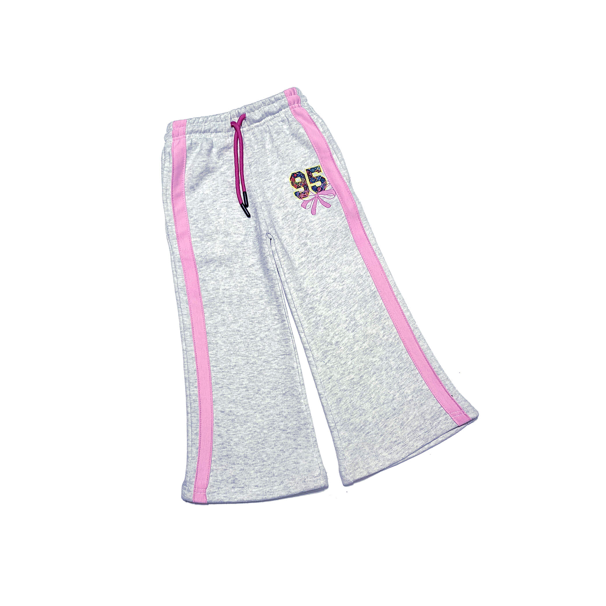 95 Pink Stripes Flapper Fleece Trouser -Heather Grey