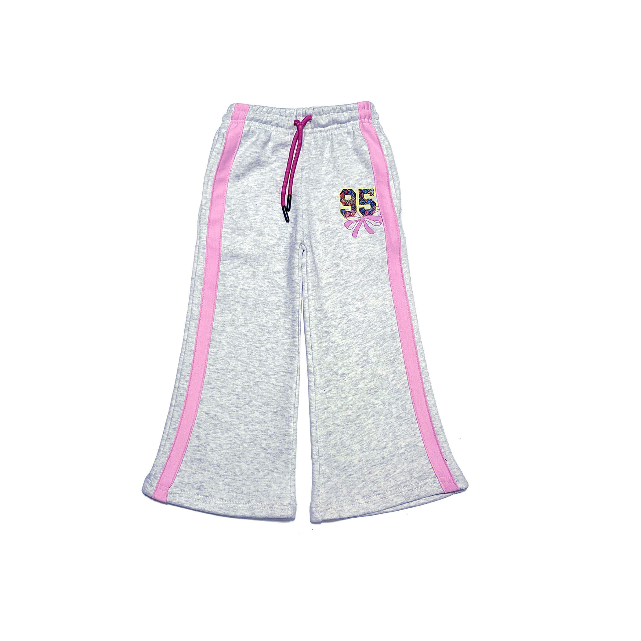 95 Pink Stripes Flapper Fleece Trouser -Heather Grey