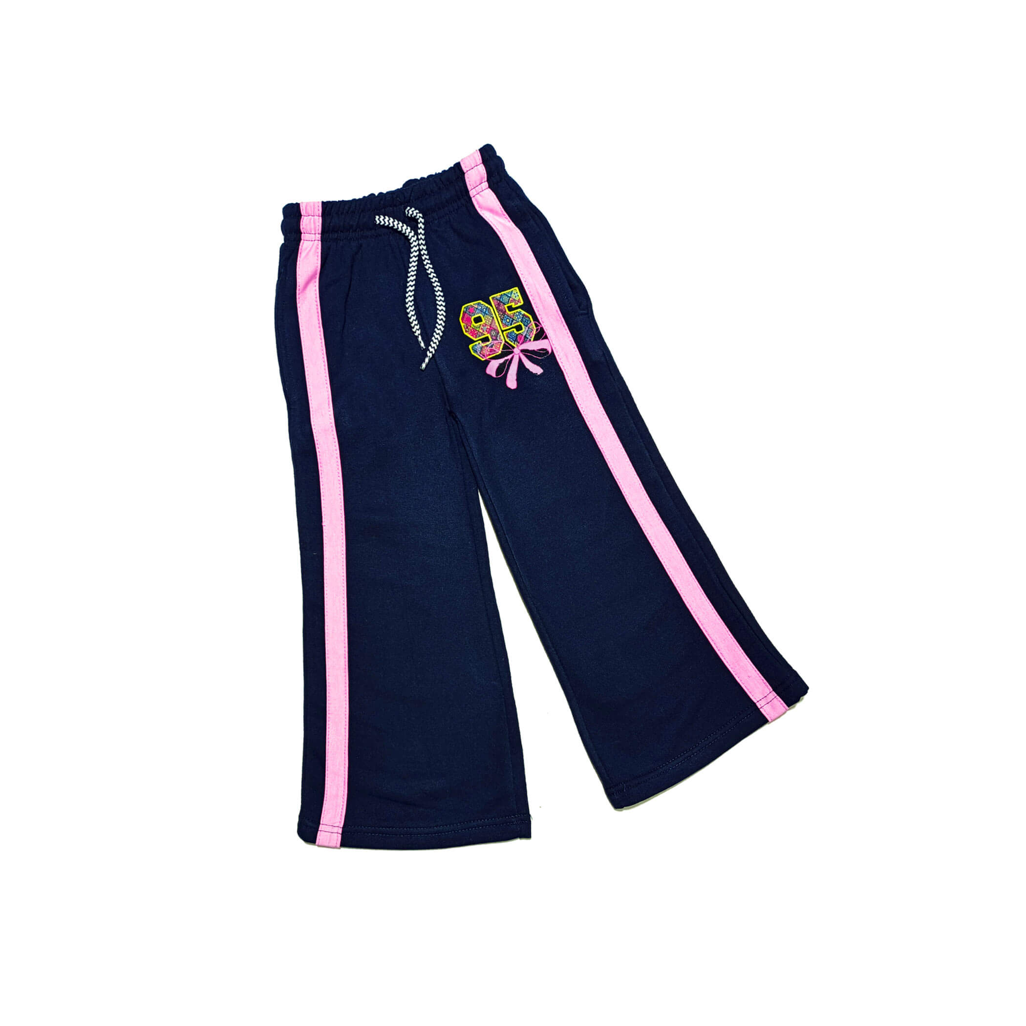 95 Pink White Stripes Flapper Fleece Trouser -Navy Blue