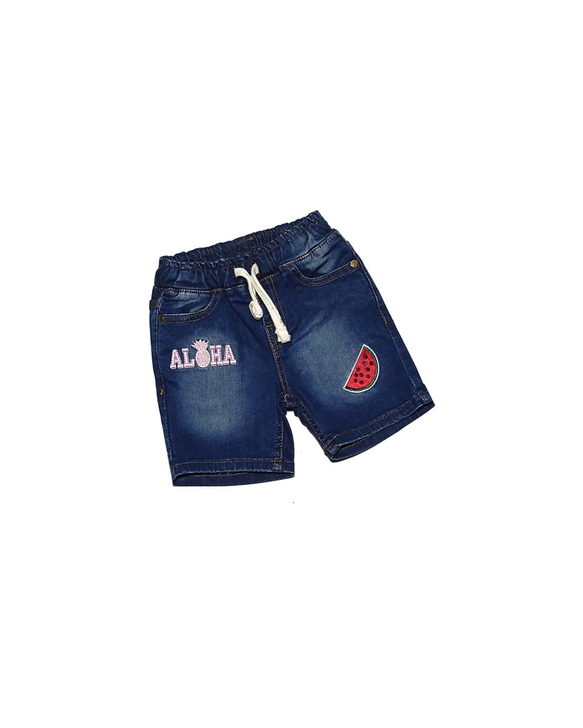 ALOHA WATERMELON DENIM SHORTS - DARK BLUE