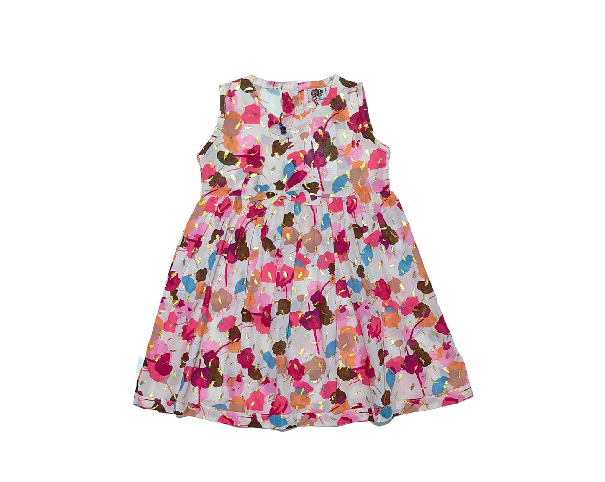 Abstract Flare Lawn Frock -Skin