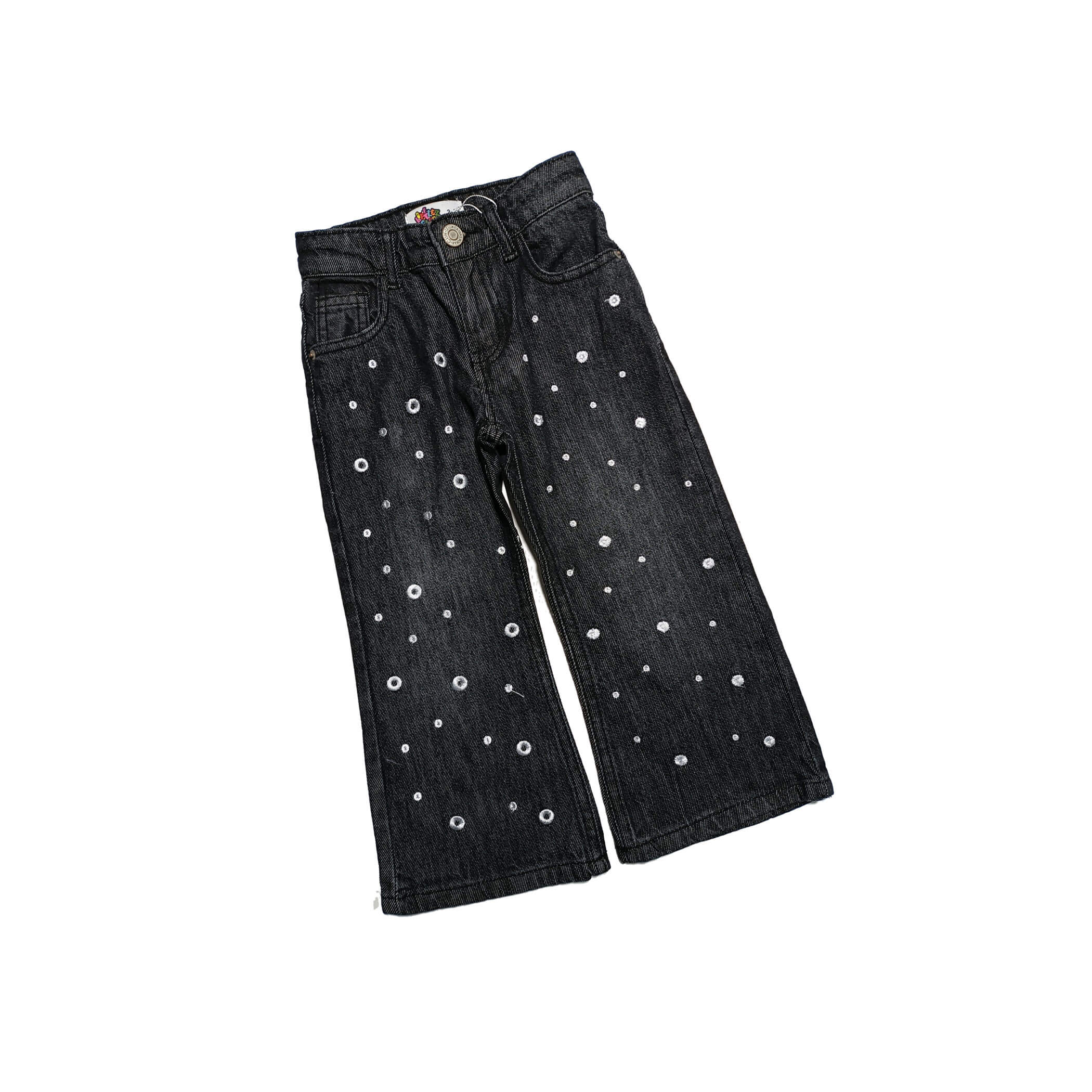 Air Bubbles Loose Fit Denim Pant - Charcoal