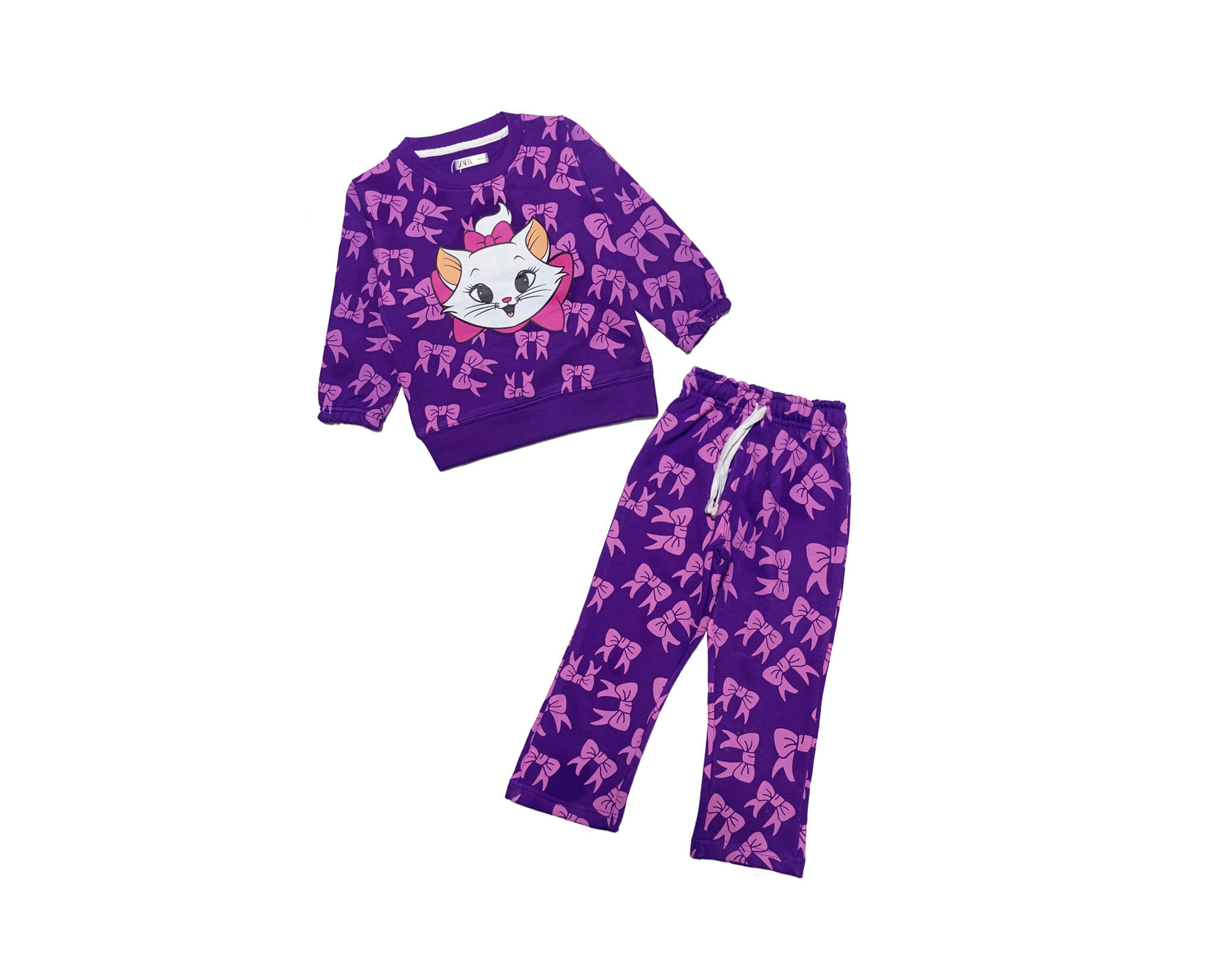 All over Kitty Bow Fleece Tracksuit - Purple