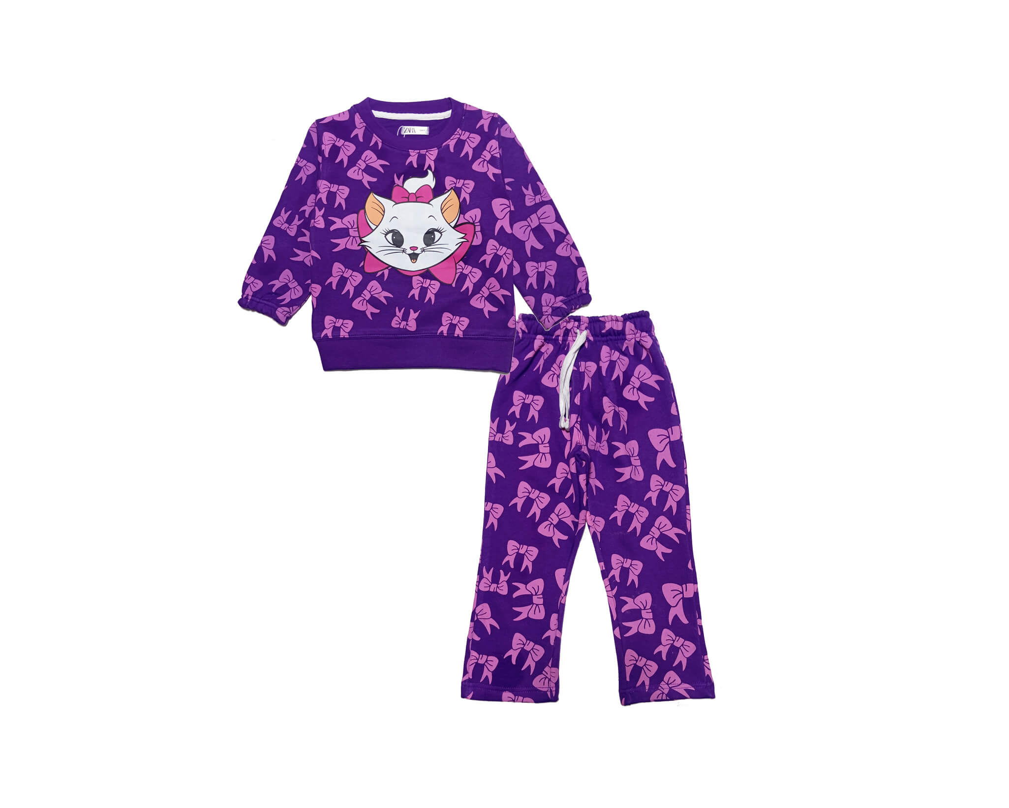 All over Kitty Bow Fleece Tracksuit - Purple