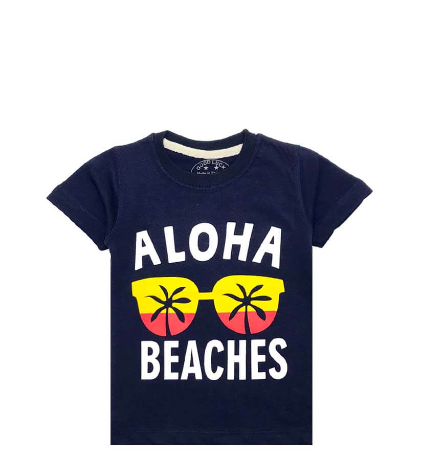 Aloha Beaches Glasses Tee Shirt - Navy Blue