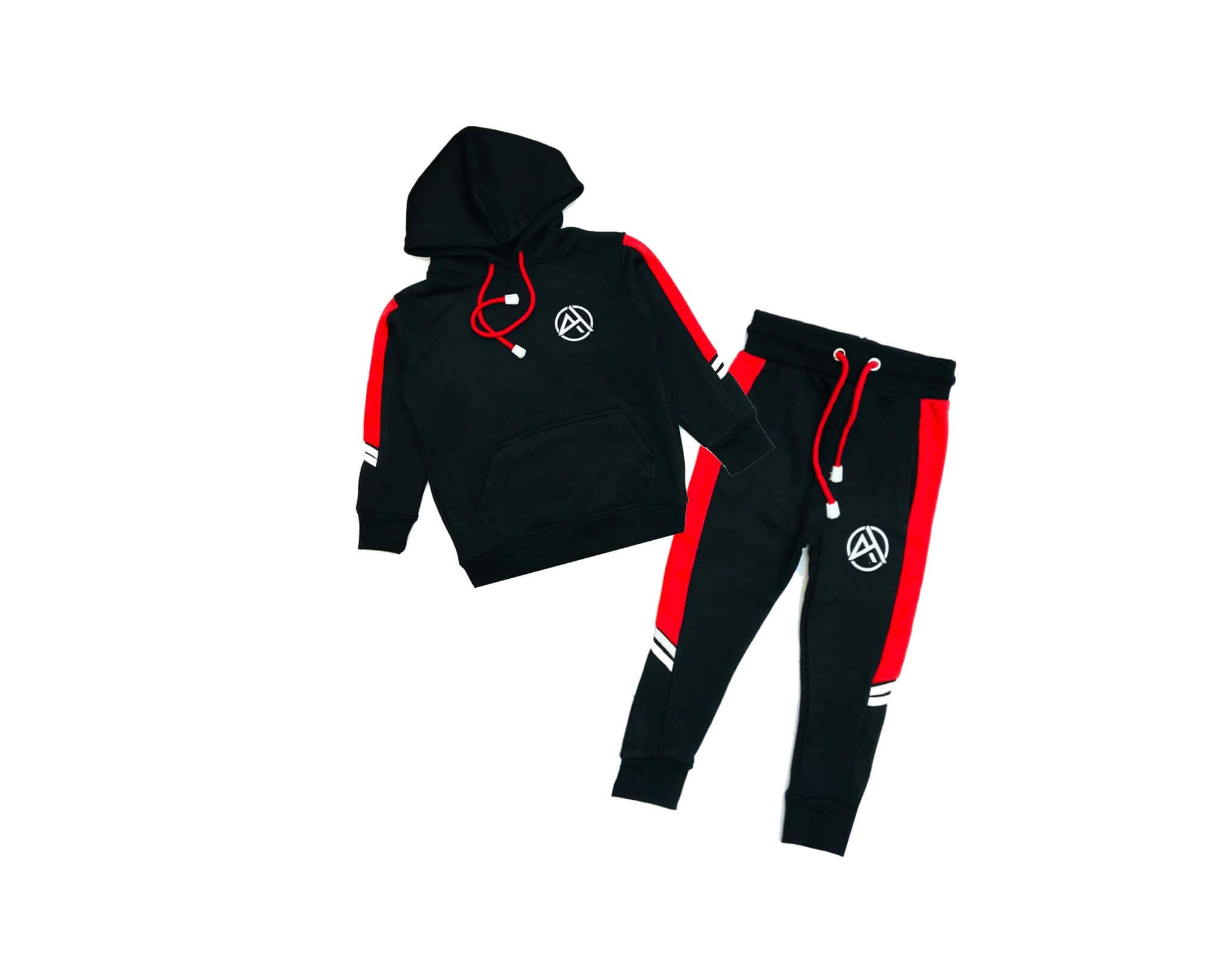 Aloha Red Penals Hoodie Tarcksuit - Black & Red-2