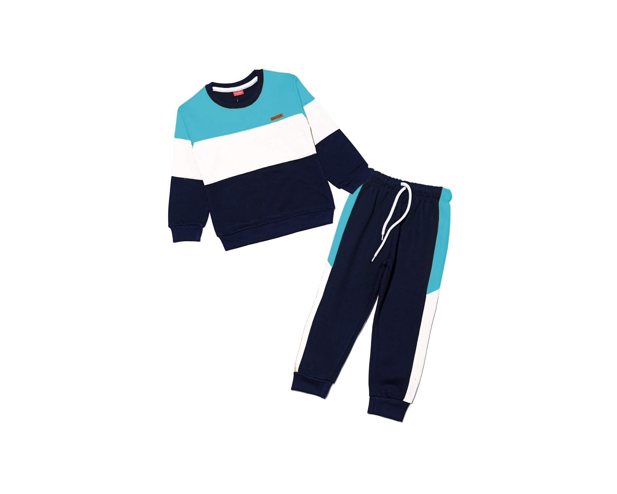 Always Trendy Pennal Tracksuit -Ferozi White Black