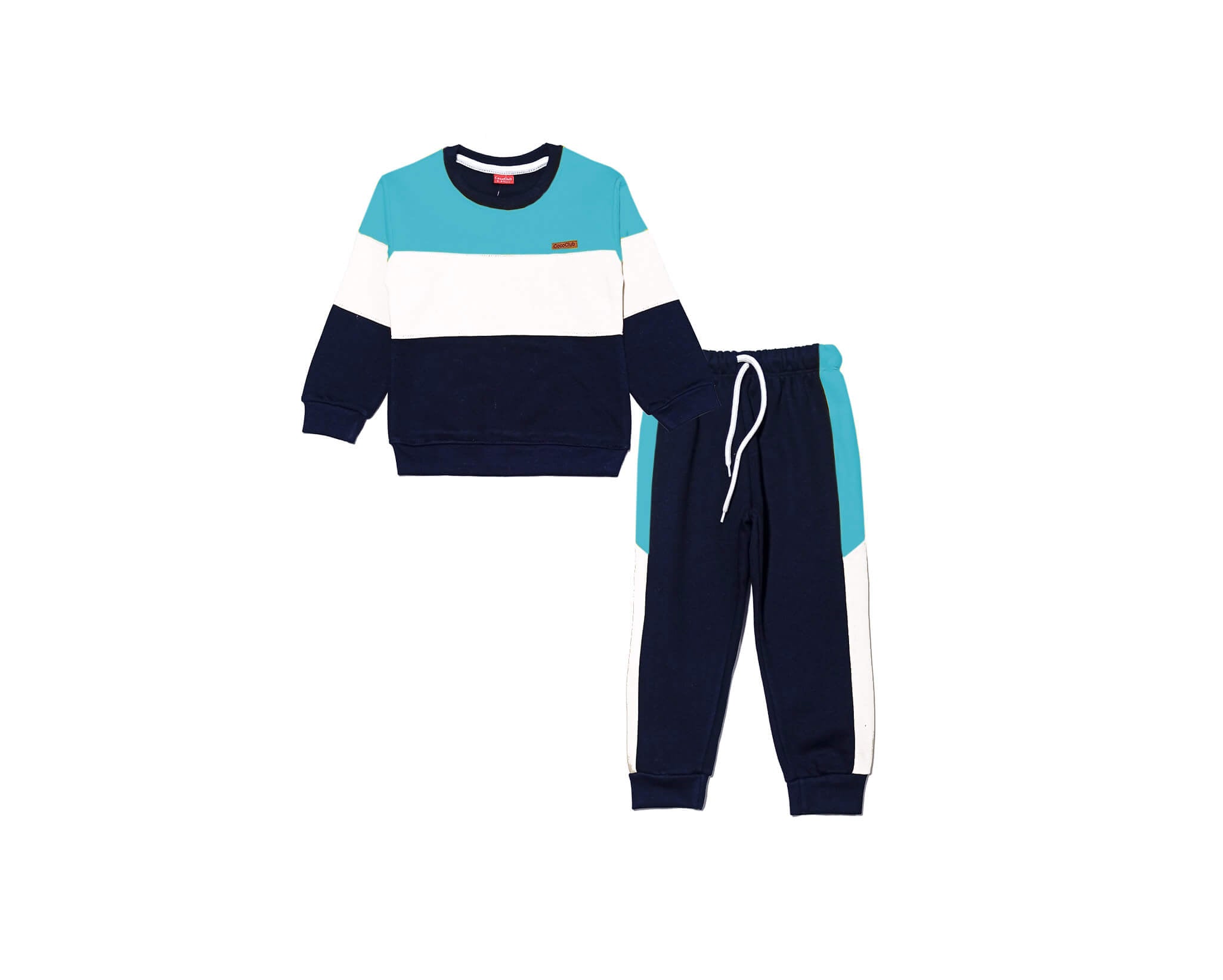 Always Trendy Pennal Tracksuit -Ferozi White Black