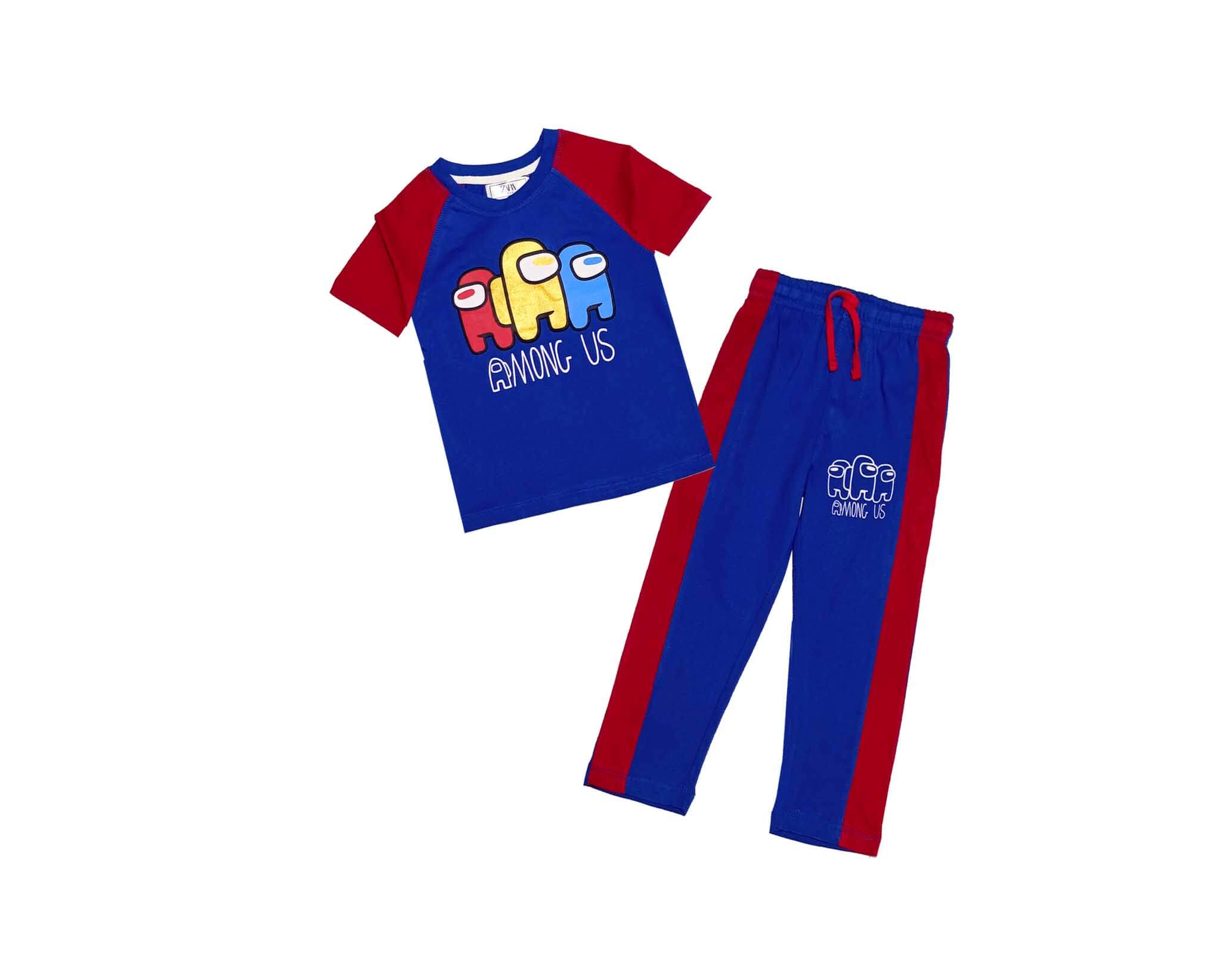 Amoung Us Reglon Tee &amp; Trouser - Royal Blue &amp; Red