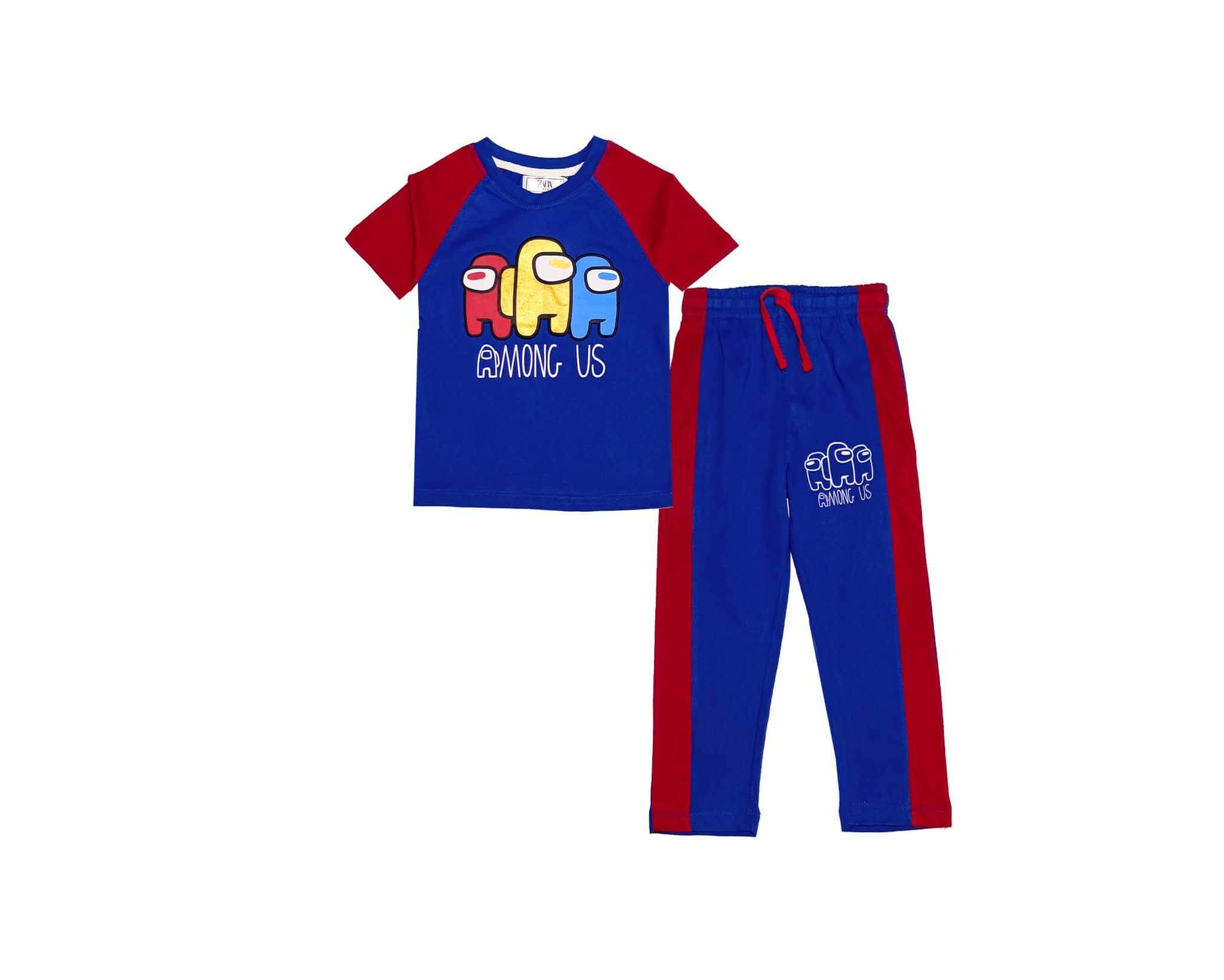 Amoung Us Reglon Tee &amp; Trouser - Royal Blue &amp; Red