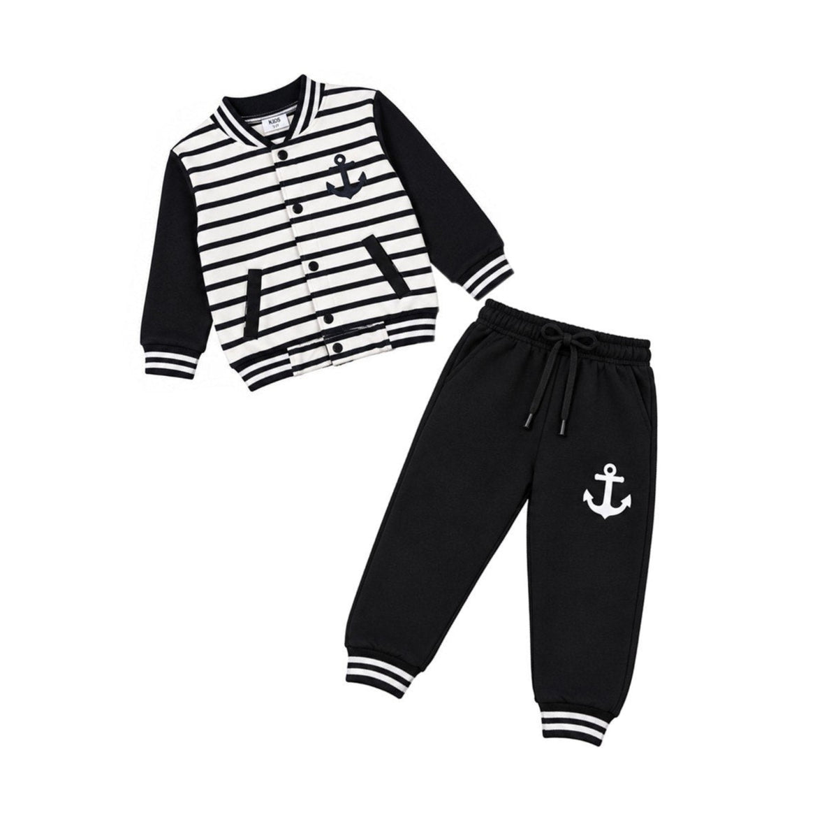 Anchor Logo Fleece Tracksuit - Black & White