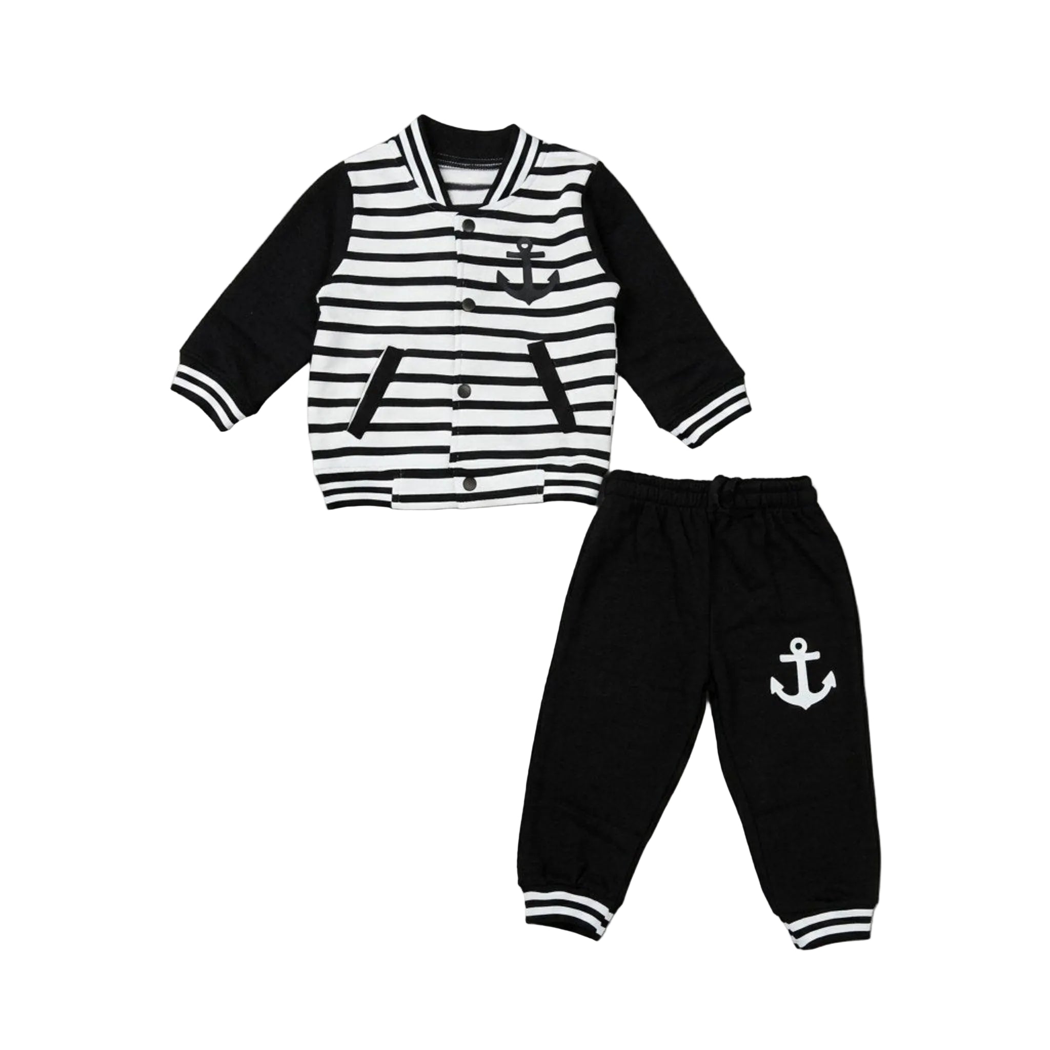 Anchor Logo Fleece Tracksuit - Black & White