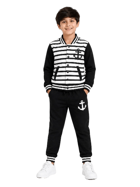 Anchor Logo Fleece Tracksuit - Black & White