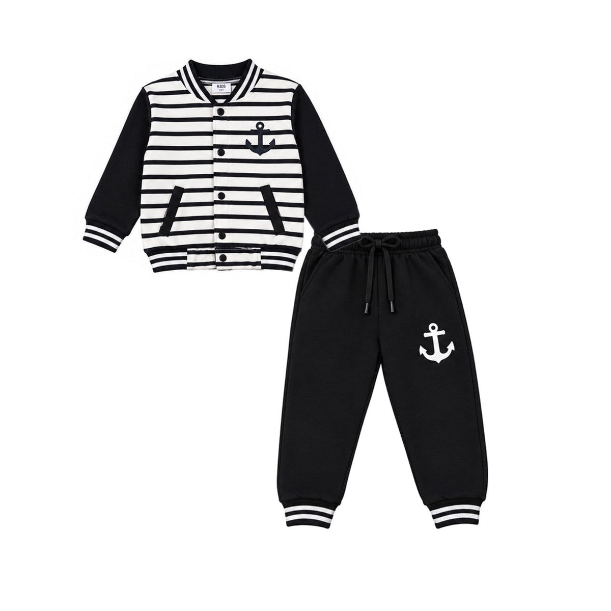 Anchor Logo Fleece Tracksuit - Black & White