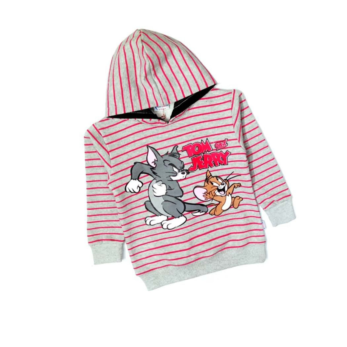 Angry Tom with Jerry Red Stripes Hoodie - Gray