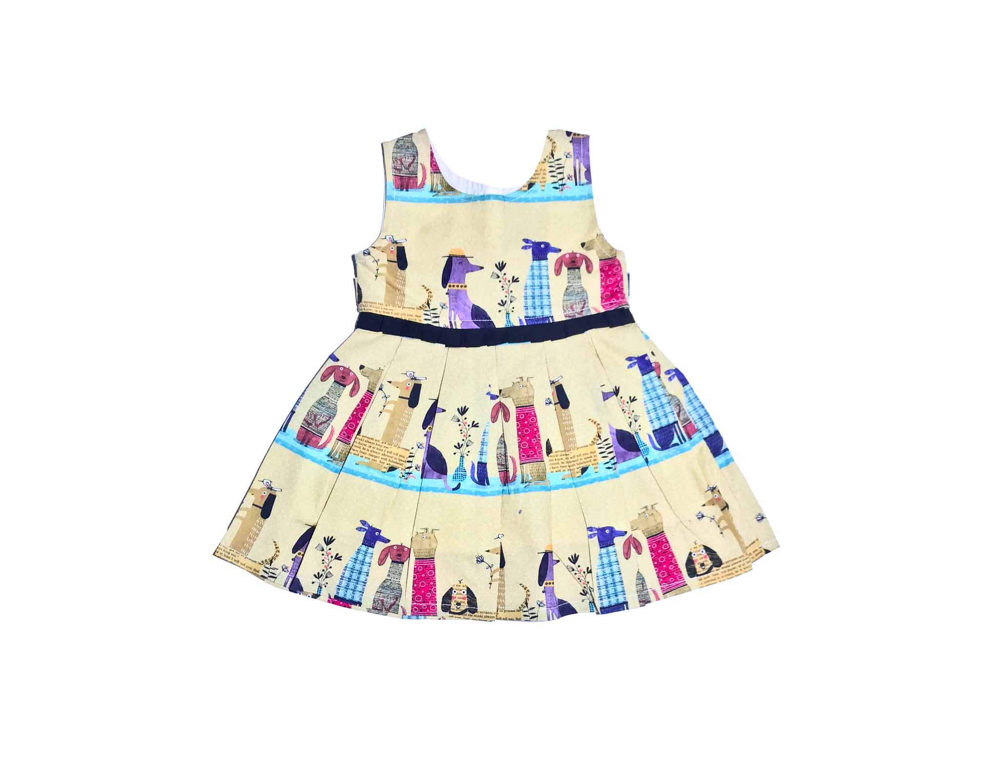 Animals Print Cotton Frock - Light Brown