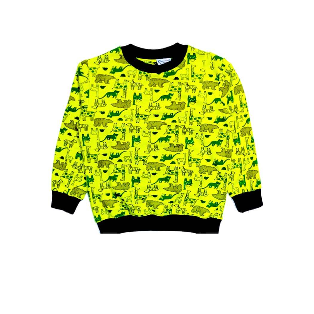 Animals Party Fleece Sweatshirt - Lime Green