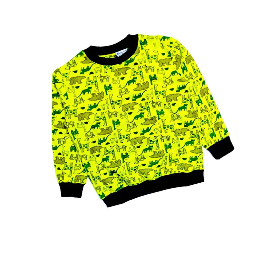 Animals Party Fleece Sweatshirt - Lime Green
